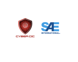This image shows CYBER CIC's and SAE International's logos on a white background.